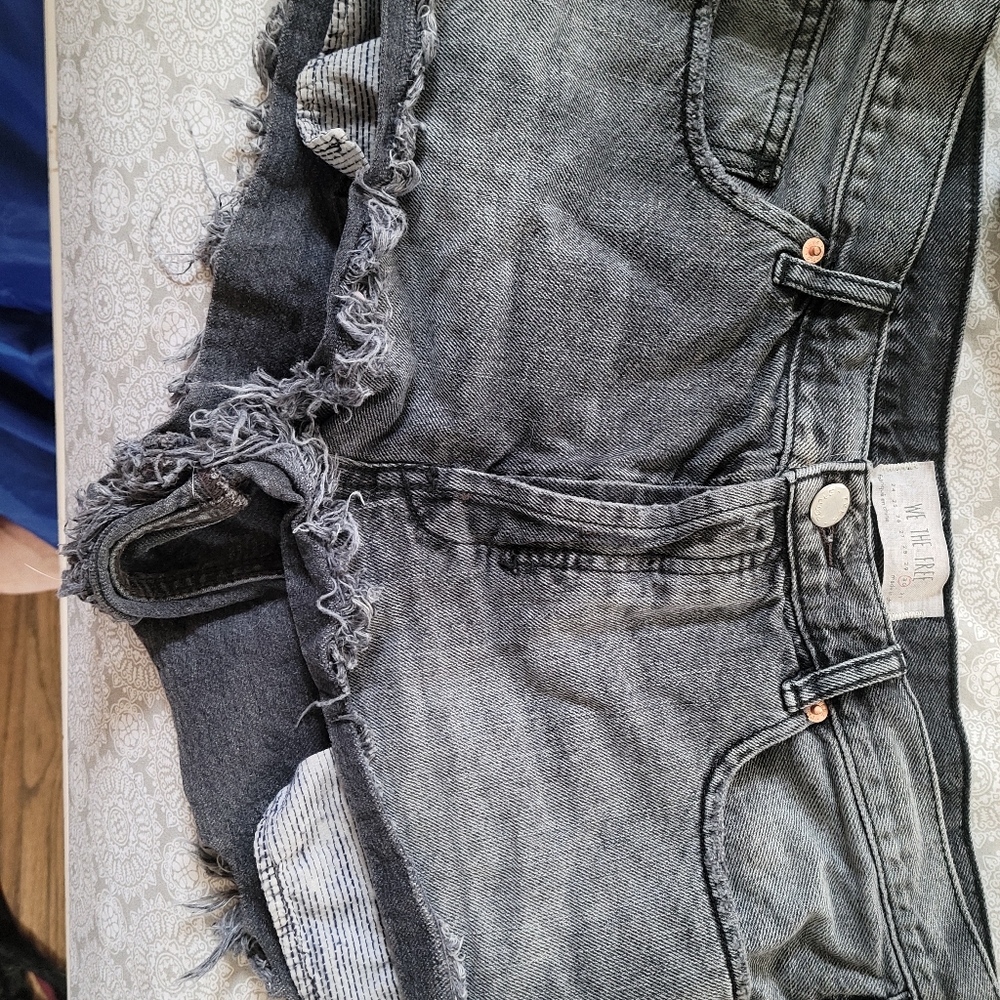 Free People Black Distressed Shorts NWT Size 30